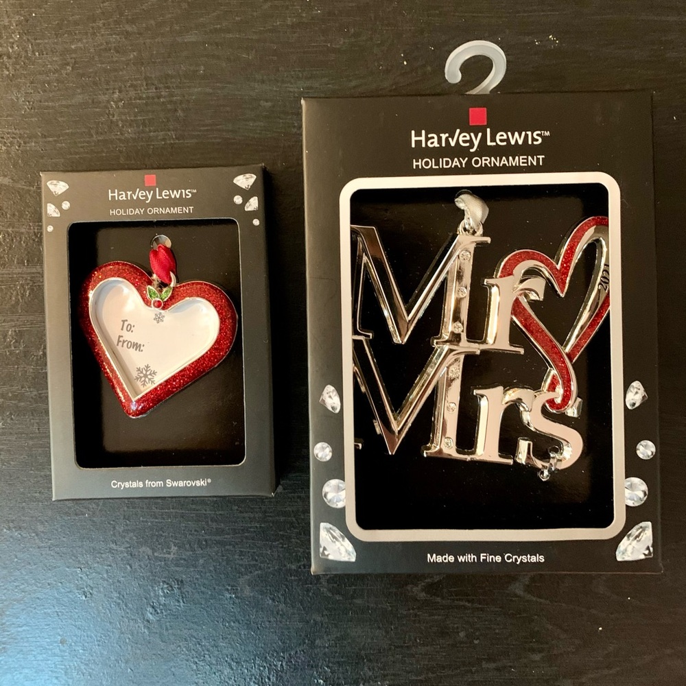 Harvey Lewis Holiday Ornaments, crystals from swarovski